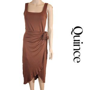 Quince Tencel Jersey Side Tie Dress NWT Brown Med